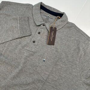 Tailor Vintage Men's Stretch Pique Long Sleeve Polo, Size XXXL, Med Grey Heather